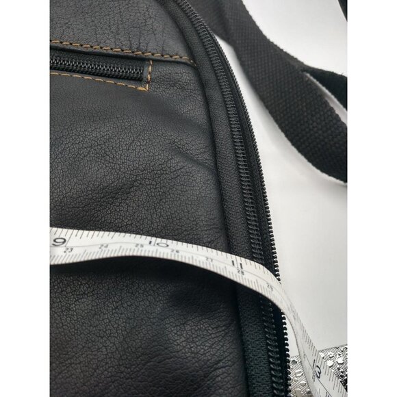 Jack Georges Black Leather Backpack With Multiple Compartments & Adjustable Stra - Picture 4 of 6